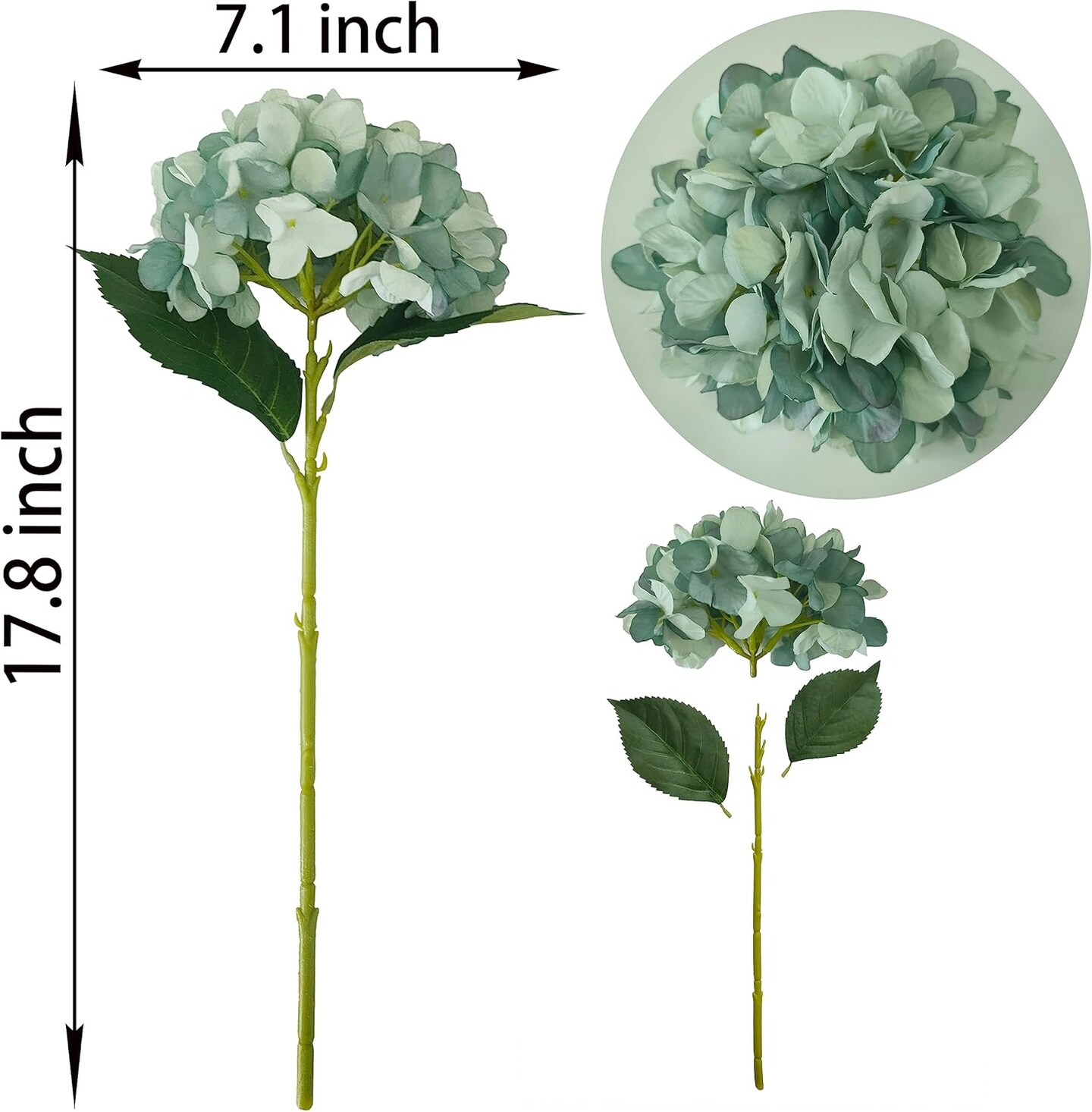 Fall Blue Hydrangea Artificial Flowers,6 Pcs Faux Fall Hydrangea Flowers