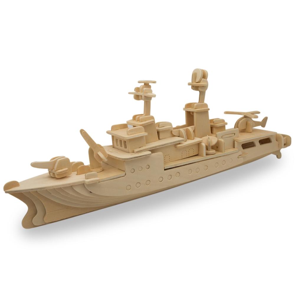 Navy Battleship Destroyer Boat Model Kit Wooden 3D Puzzle 13 Inches Long