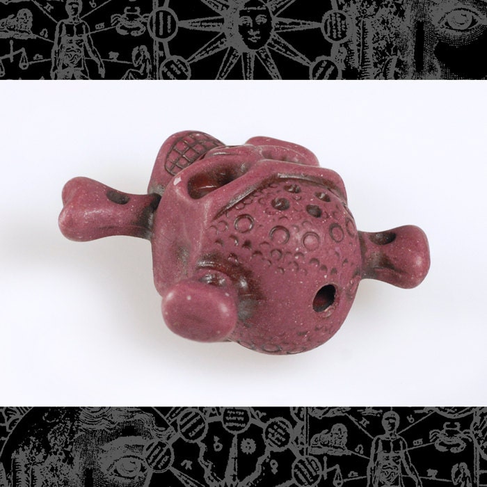 Purple 27mm  x 22mm Skull and Crossbones Resin Pendant Beads - Set of Four - Bead-B31