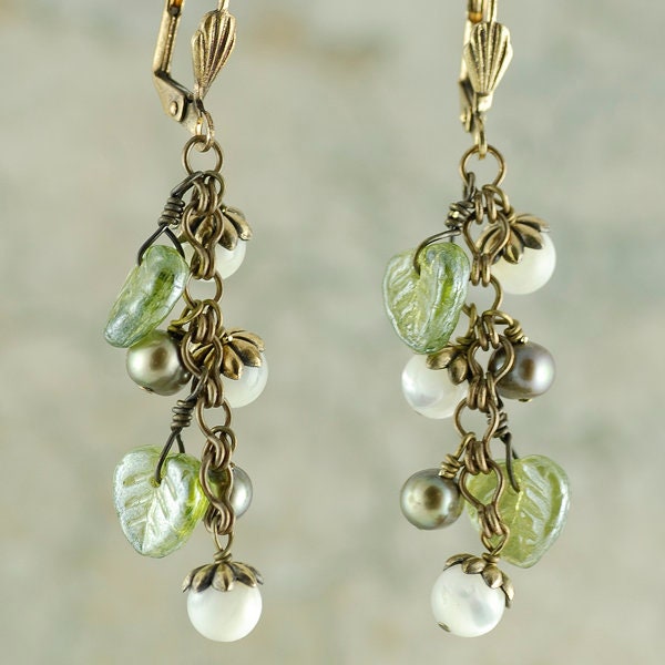 8mm x 10mm Lime Green Ivy Leaf Beads - One Strand with 23-25 beads - GB-LB4