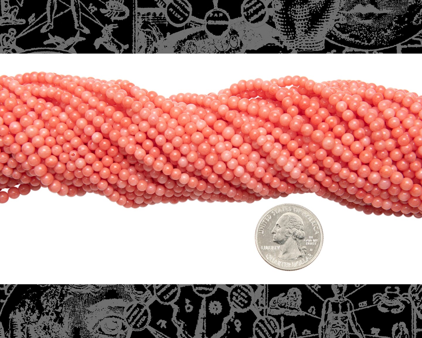 Pink Round 4mm Coral Beads - One Strand Bead-B6