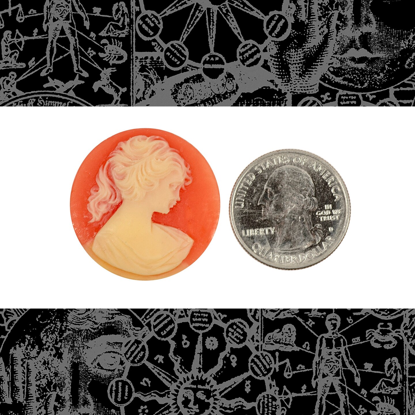 30mm Round Carnelian Feminine Right Resin Cameo - XXX - CAM219