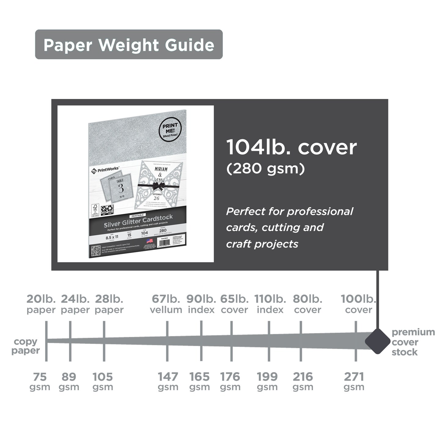 Printworks Printable Silver Glitter Cardstock, 15 Sheets, 8.5&#x201D; x 11&#x201D; (00515)