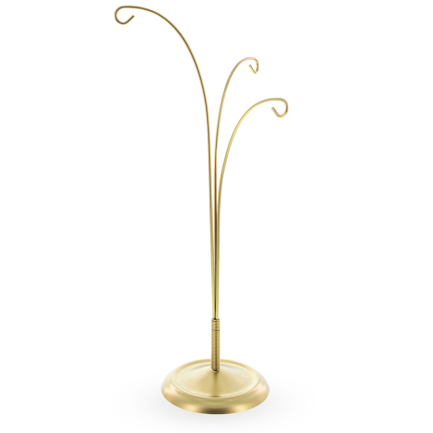 Gold 3 Hands Metal Round Base Ornament Display Stand 11 Inches