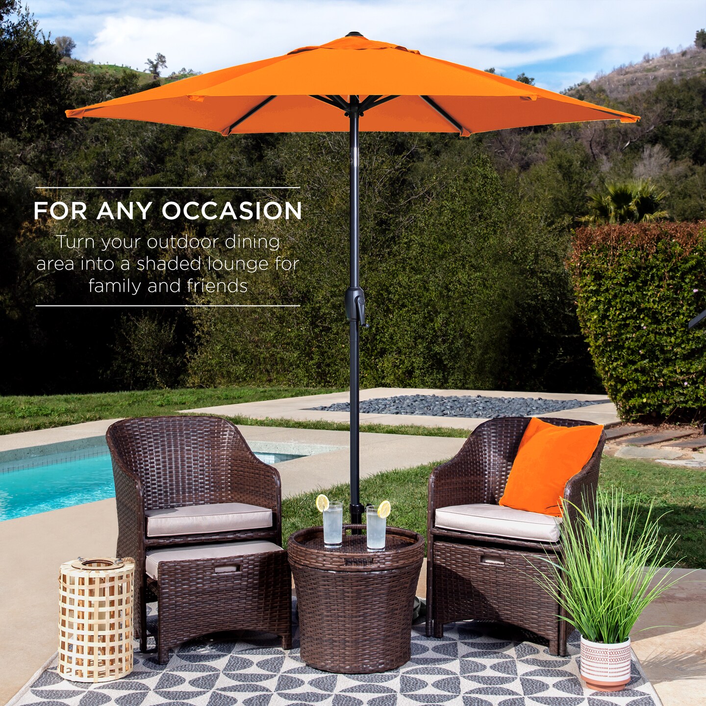 Best Choice Products 7.5ft Heavy-Duty Outdoor Market Patio Umbrella w/ Push Button Tilt, Easy Crank