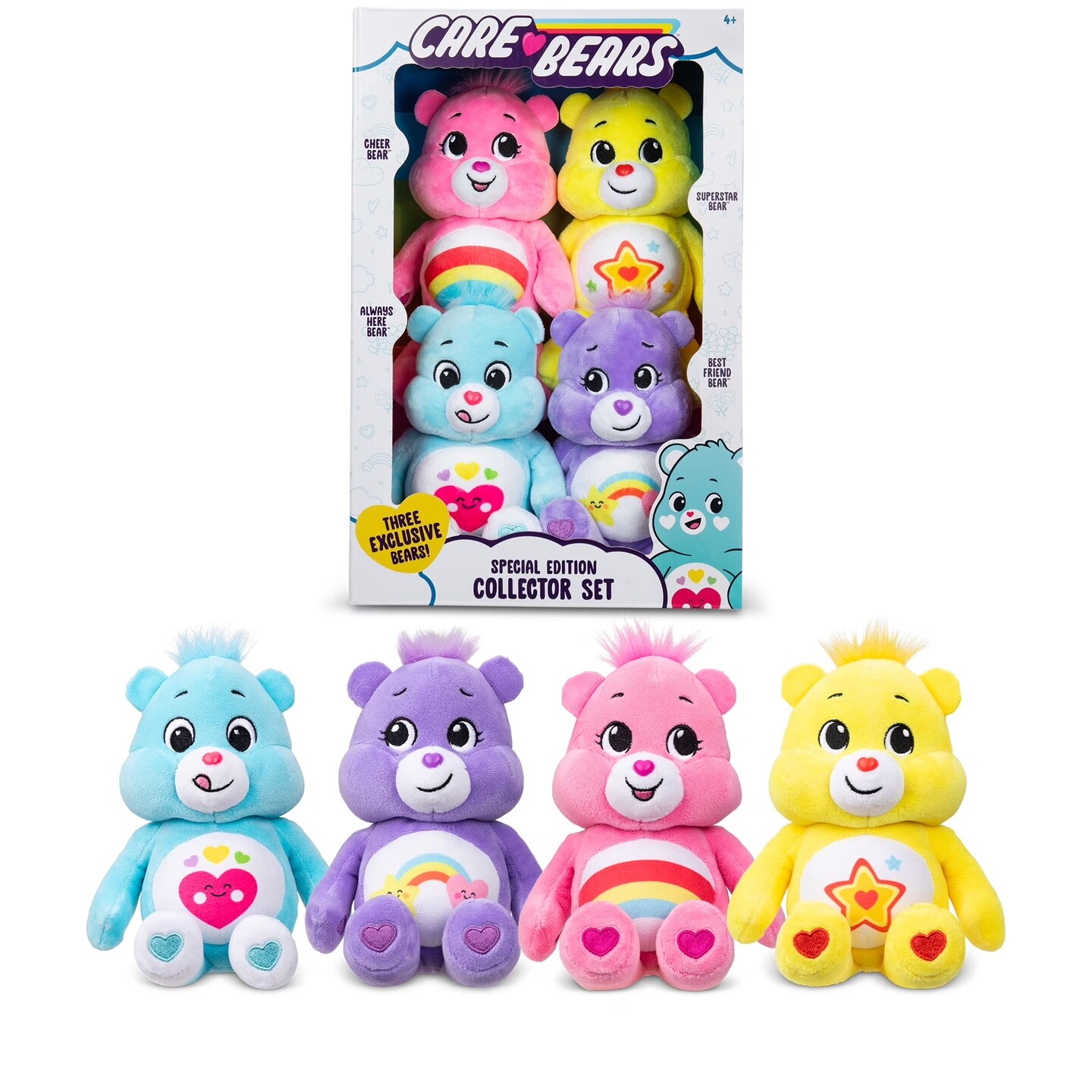 Care Bears Plush Treasure Box - 4 Pack Assorted Collectible Plush Toys