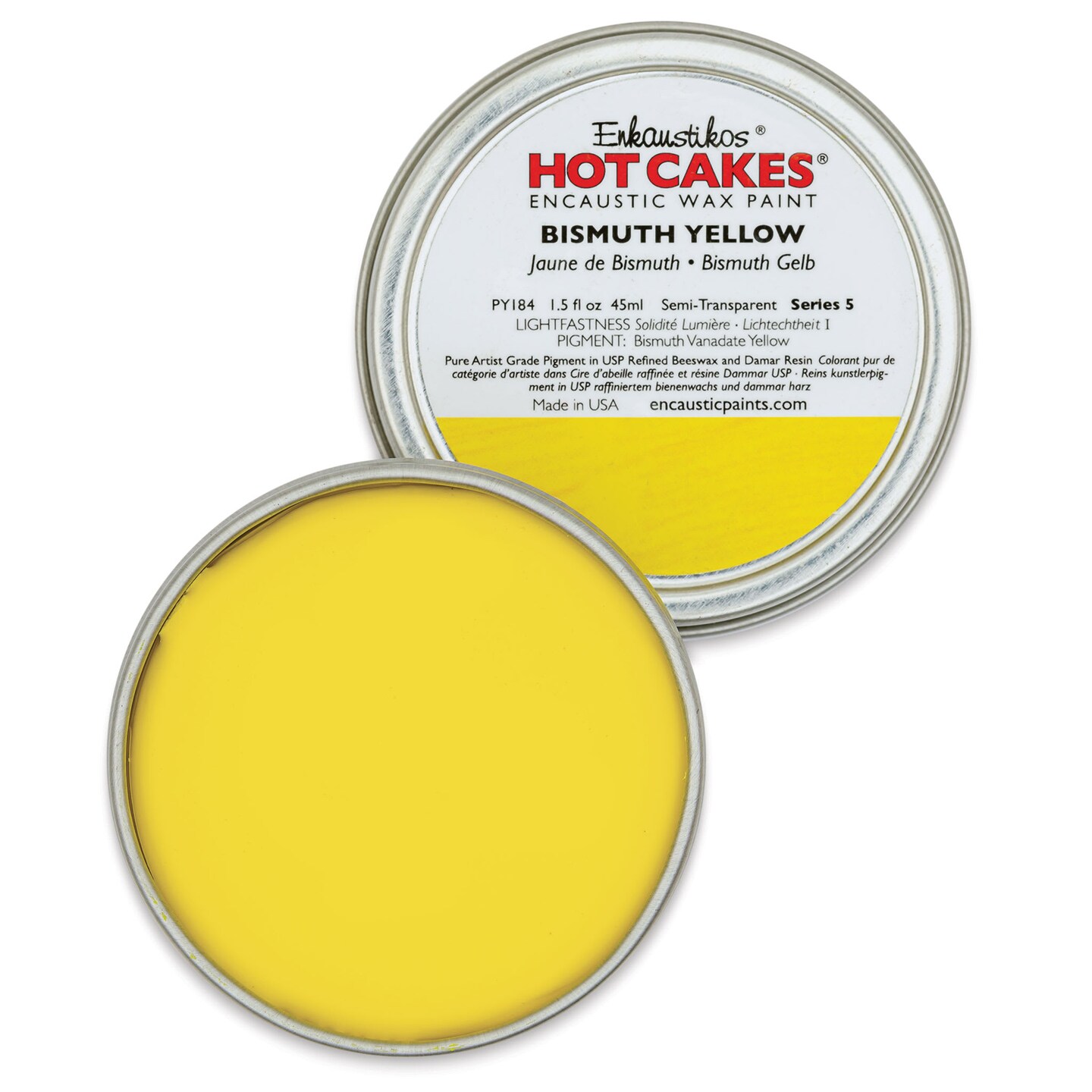 Enkaustikos Hot Cakes Encaustic Paint - Bismuth Yellow, 45 ml tin