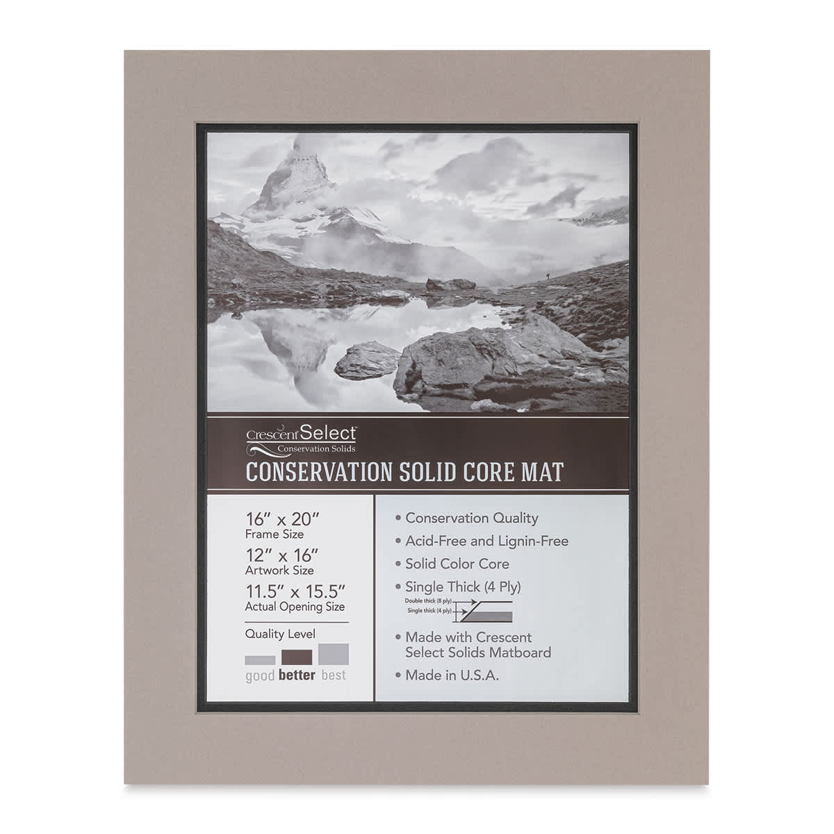 Crescent Select Conservation Solids Pre-Cut Double Mat - Gray/Dark Gray, 4 ply, 16" x 20"