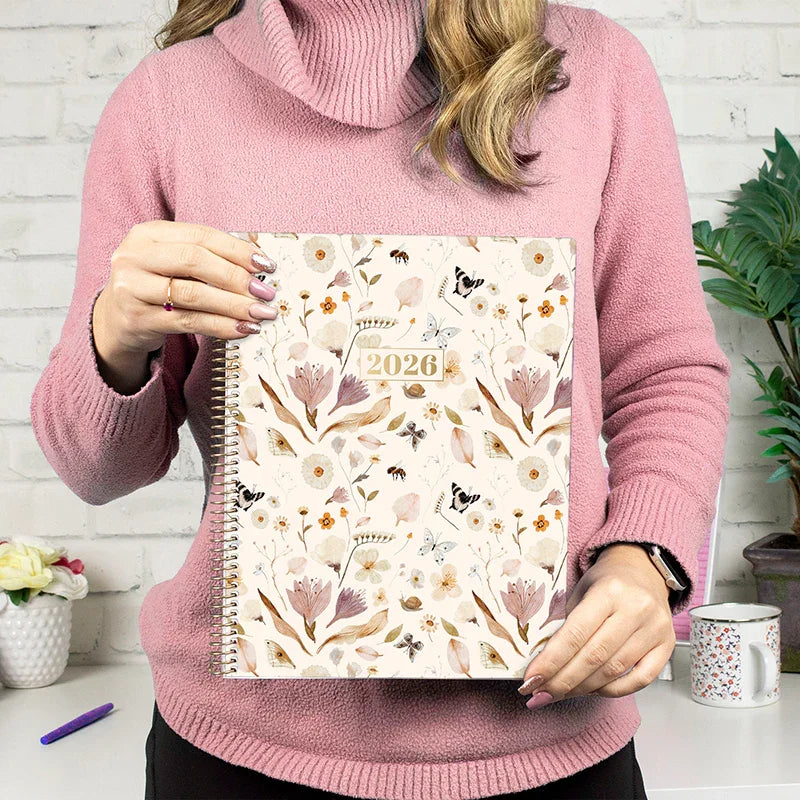 bloom daily planners 2026 Soft Cover Weekly & Monthly Planner, 8.5" x 11", Butterfly Garden