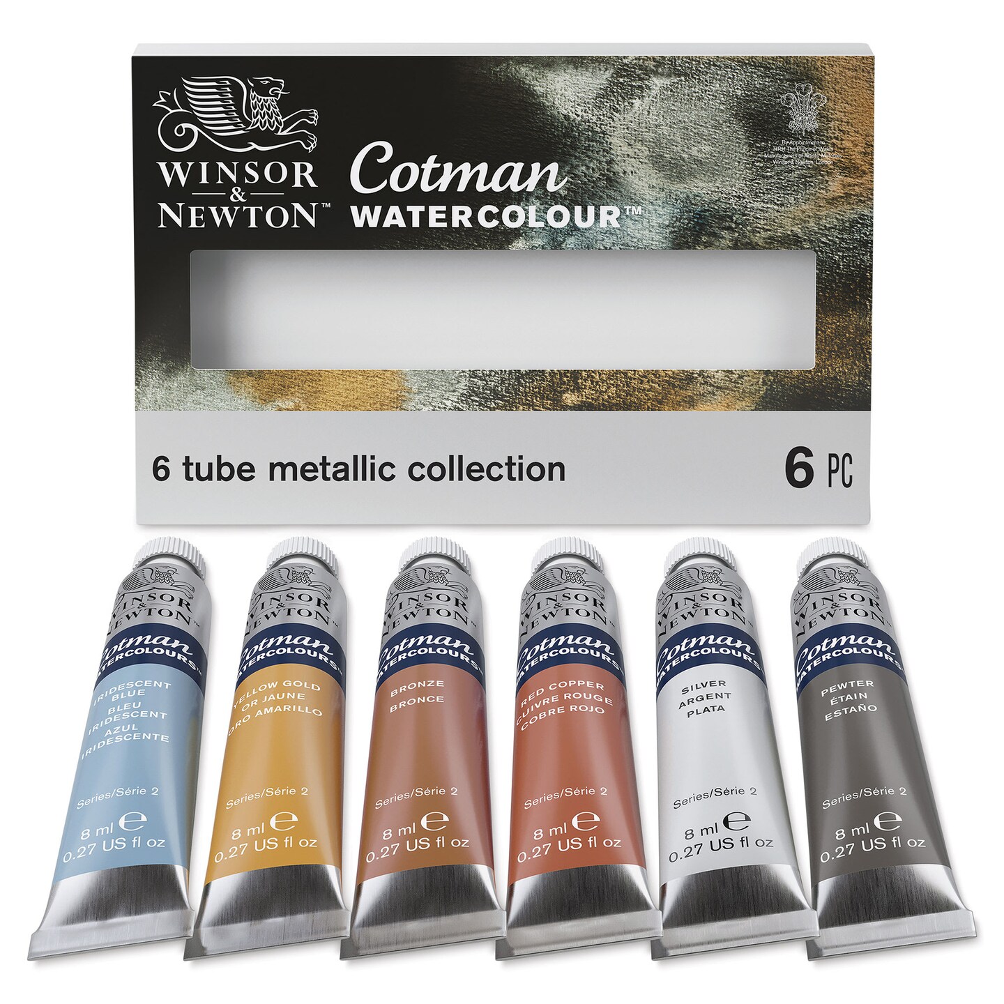Winsor & Newton Cotman Watercolors - Set of 6, Metallic Colors, 8 ml Tubes