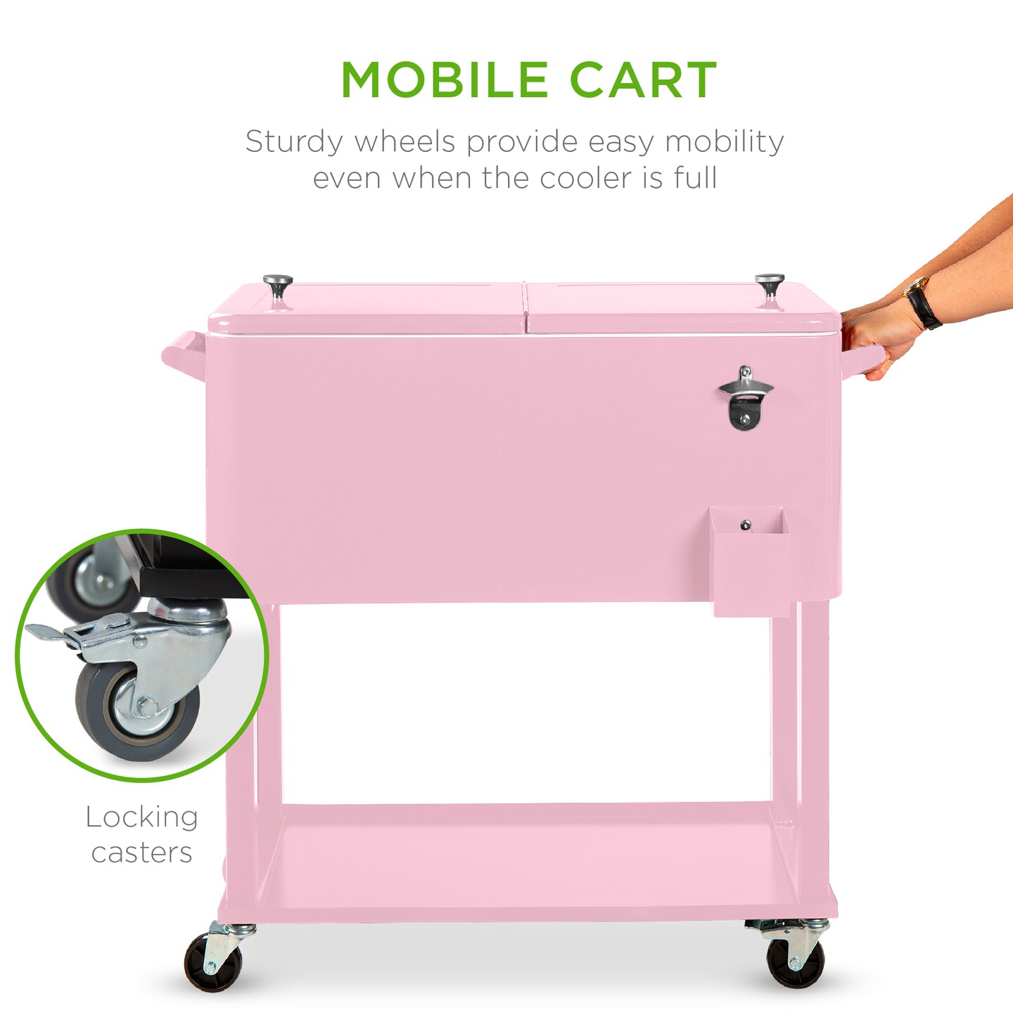 Best Choice Products 80qt Steel Rolling Cooler Cart w/ Bottle Opener, Catch Tray, Drain Plug, Locking Wheels