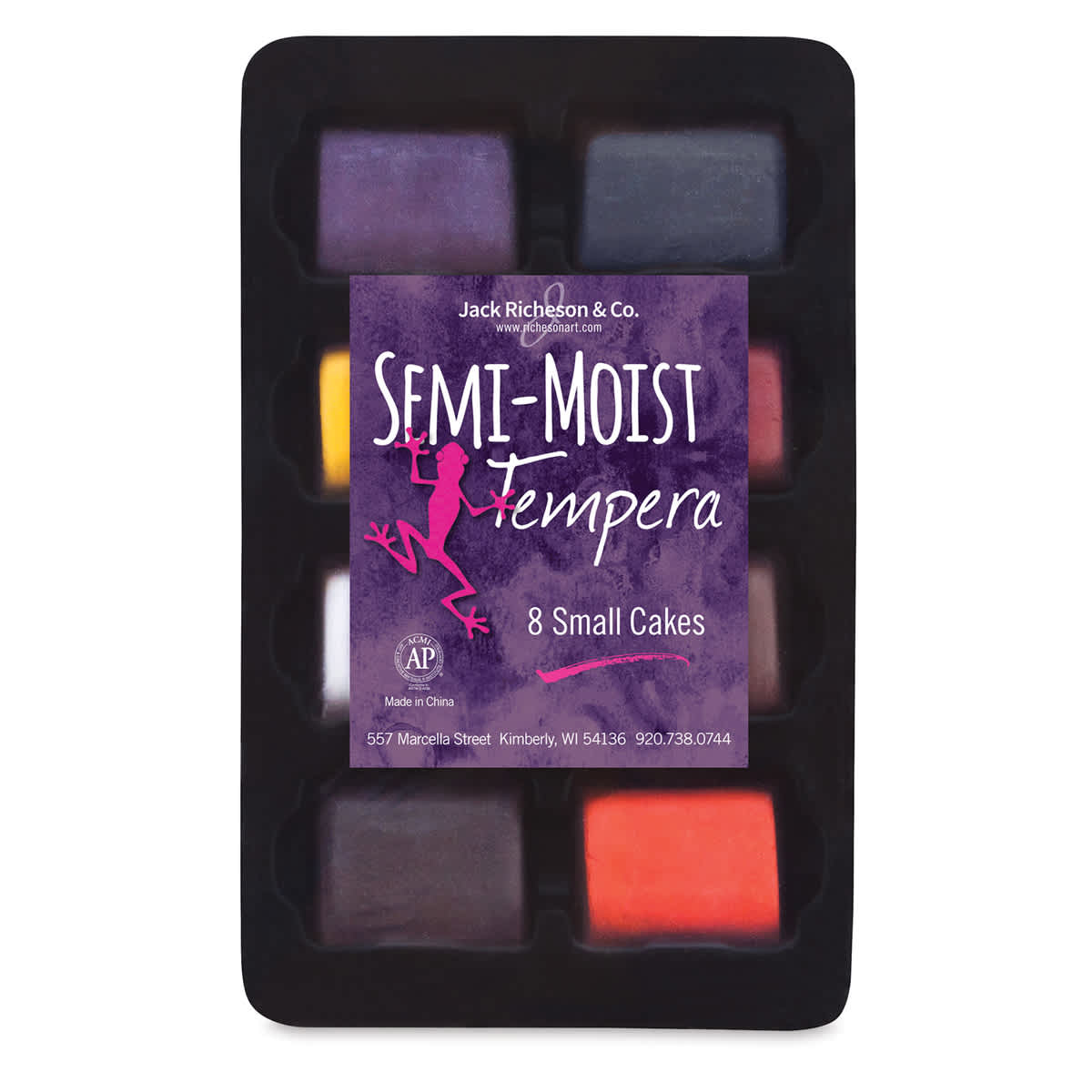 Richeson Semi-Moist Tempera Cake - 8 Color Small Square Set w/tray