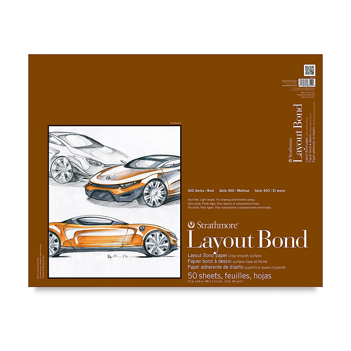 Strathmore 400 Series Layout Bond Pad - 19" x 24", Tape Bound, 50 Sheets