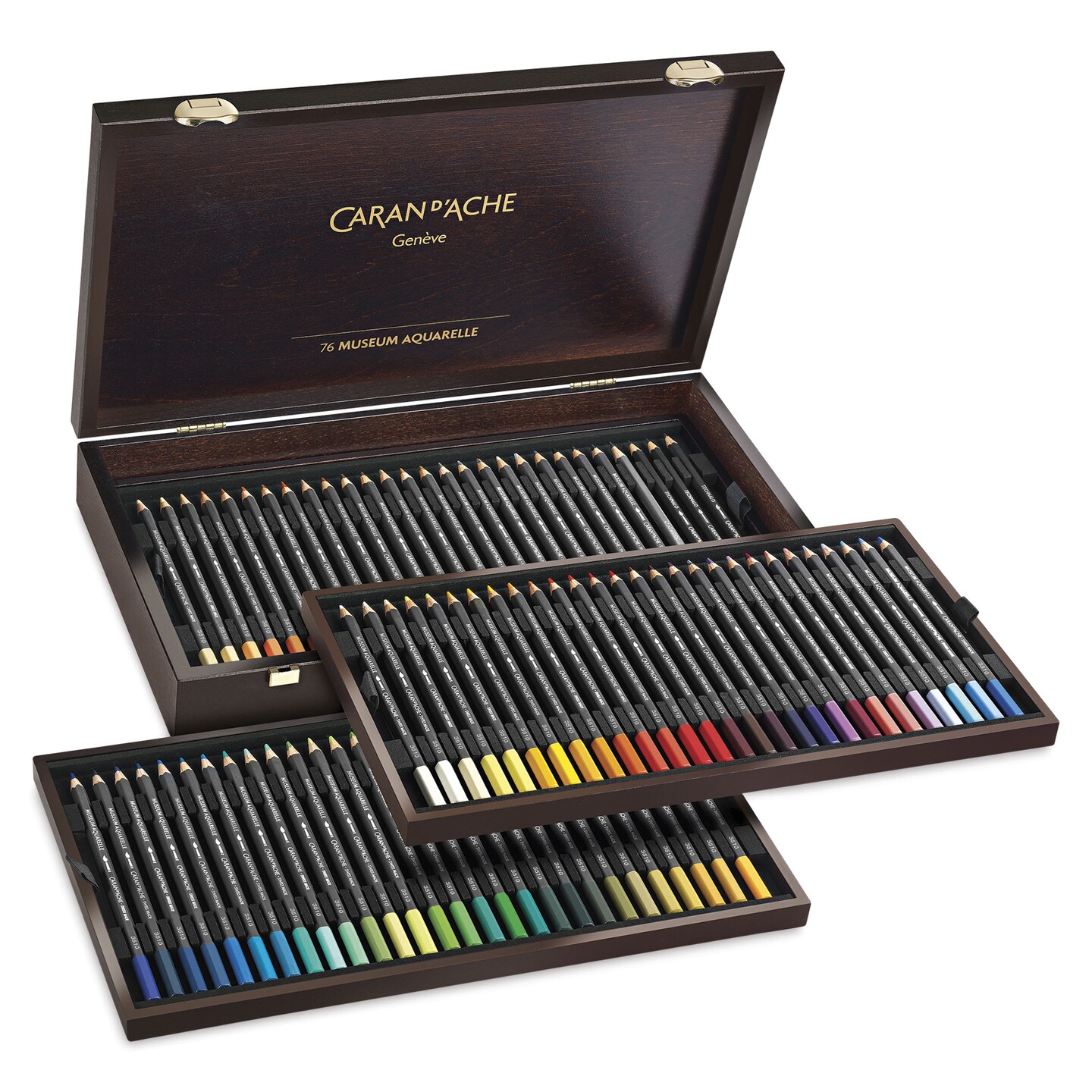 Caran D'Ache Museum Aquarelle Pencil Set - Set of 76, Wood Box, Assorted Colors