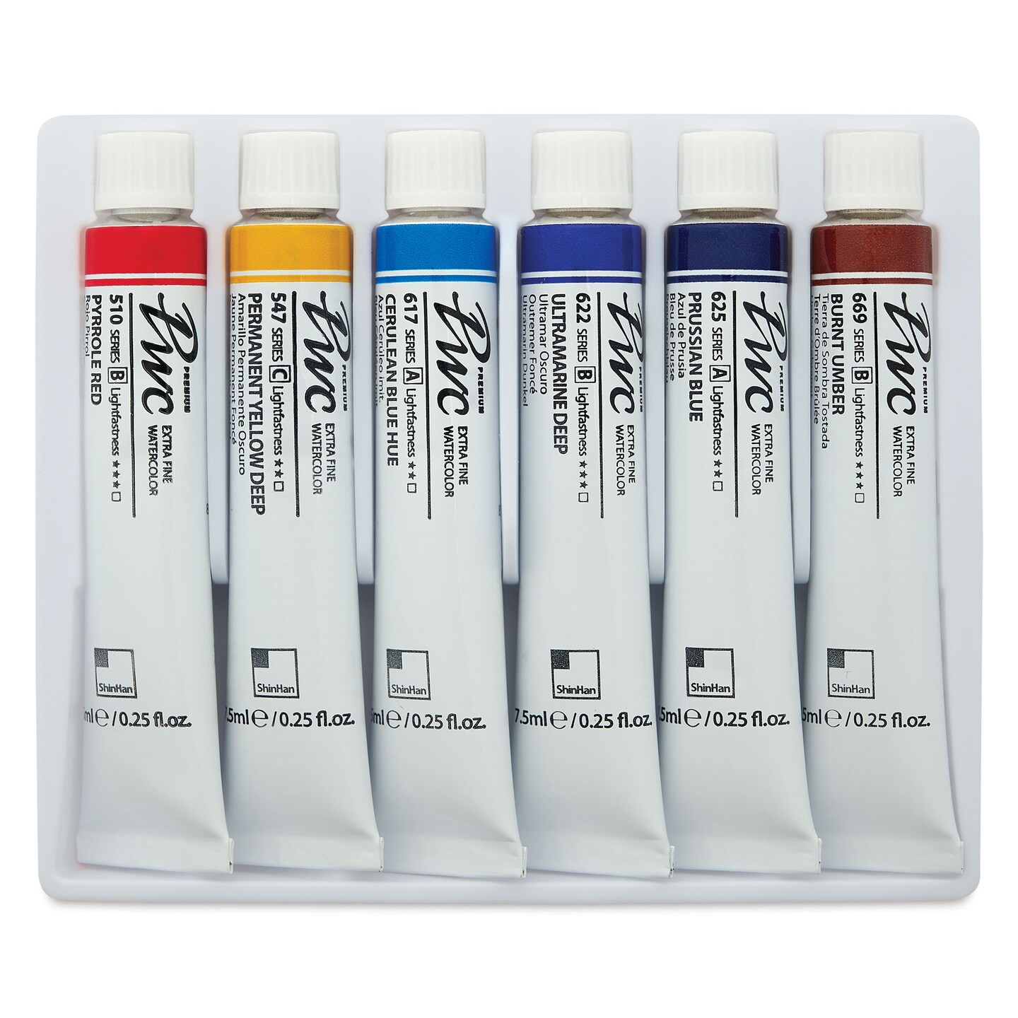 PWC Extra Fine Professional Watercolor - Set of 6, Marine Colors, 7.5 ml