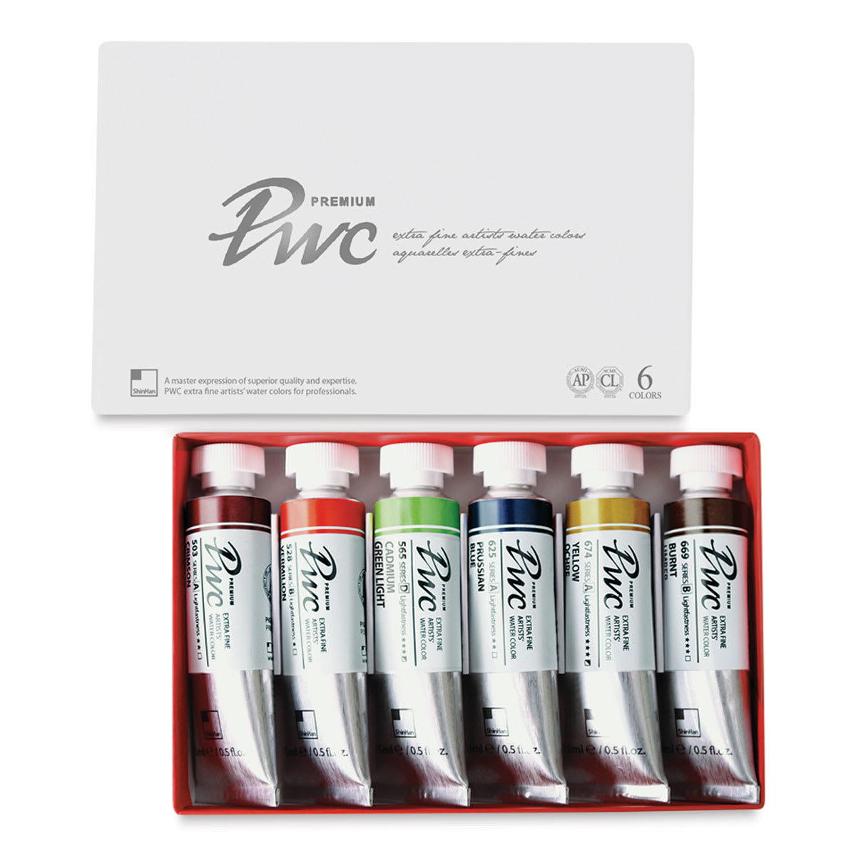 PWC Extra Fine Professional Watercolor - Set of 6, B, Assorted Colors, 15 ml