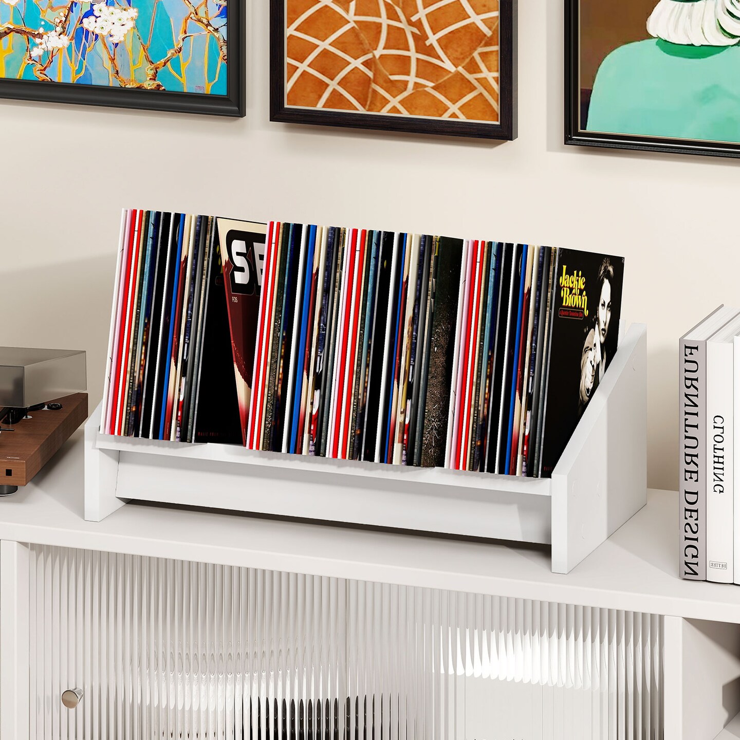 Wooden Tilting Desktop Bookcase, Small Bookshelf Organizer for Magazines