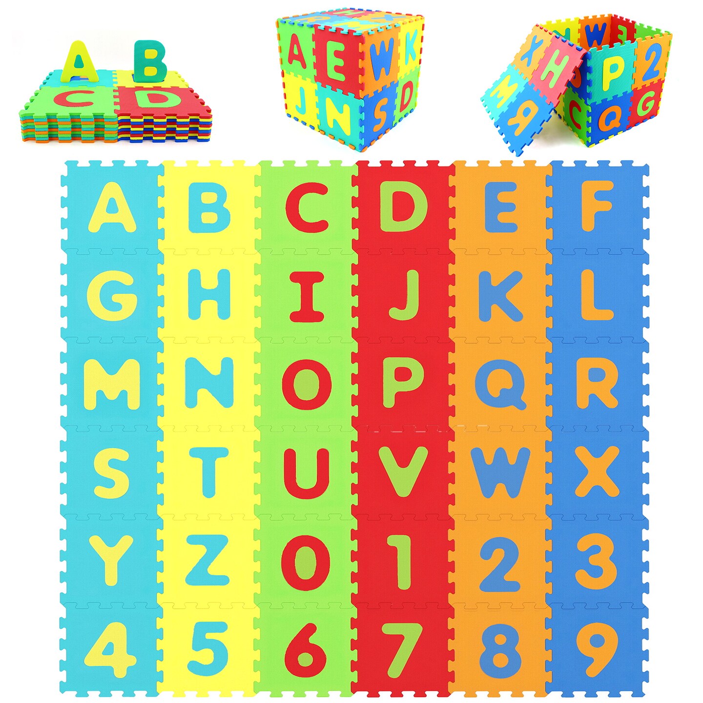 36-Piece Alphabet Puzzle Floor Tiles for Baby and Toddler Play