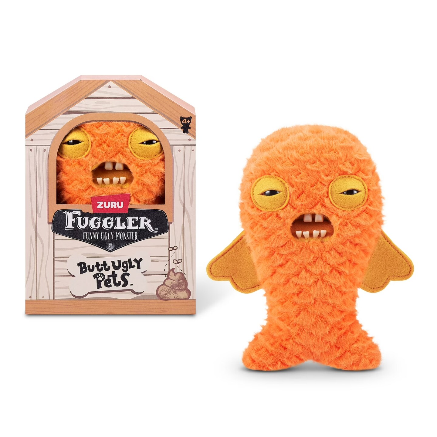 Zuru Fuggler Butt Ugly Pets CodFather Orange Funny Ugly Monster Plush Toy 9 Inch