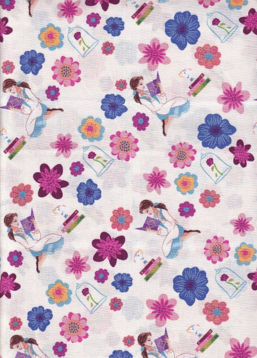 Licensed Disney Prints Disney's Belle Stripes Cotton Fabric by the Yard