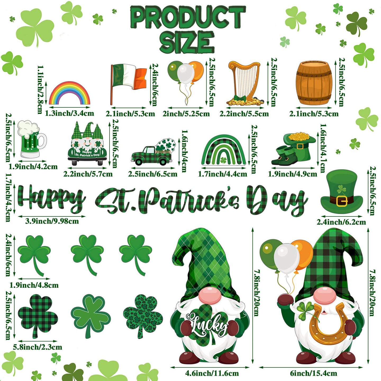 25 Pcs St. Patrick's Day Gnomes Refrigerator Magnets Irish Party Shamrock Decor for Fridge Leprechaun Lock Magnetic Refrigerator Decorations Irish Magnet Sticker for Kitchen Car Door