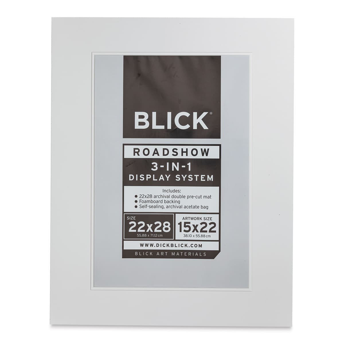 Blick Roadshow 3-in-1 System - White, Double Mat, 22" x 28" (14-3/4" x 21-3/4" Opening)