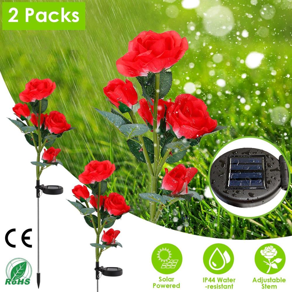 Edge Collections - Lifelike Solar Rose Pathway Lights - 2 Piece