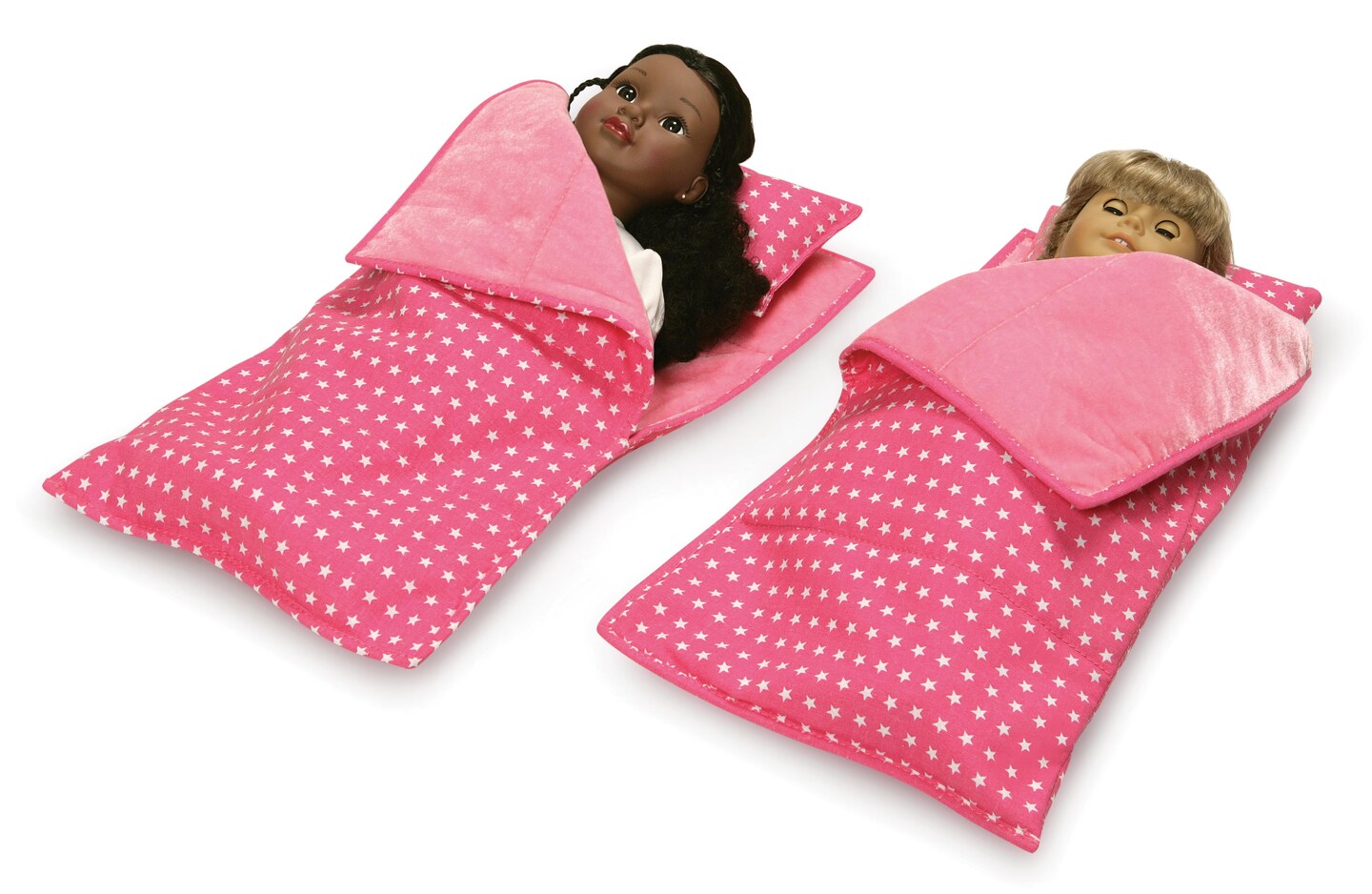 Badger Basket Double Trolley Doll Carrier with Two Sleeping Bags and Pillows - Pink/Star