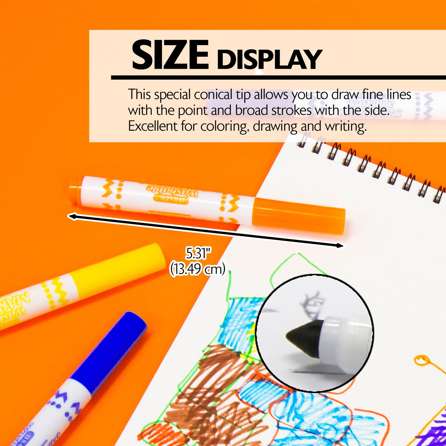 BAZIC Washable Markers Broad Line Jumbo 8 Color