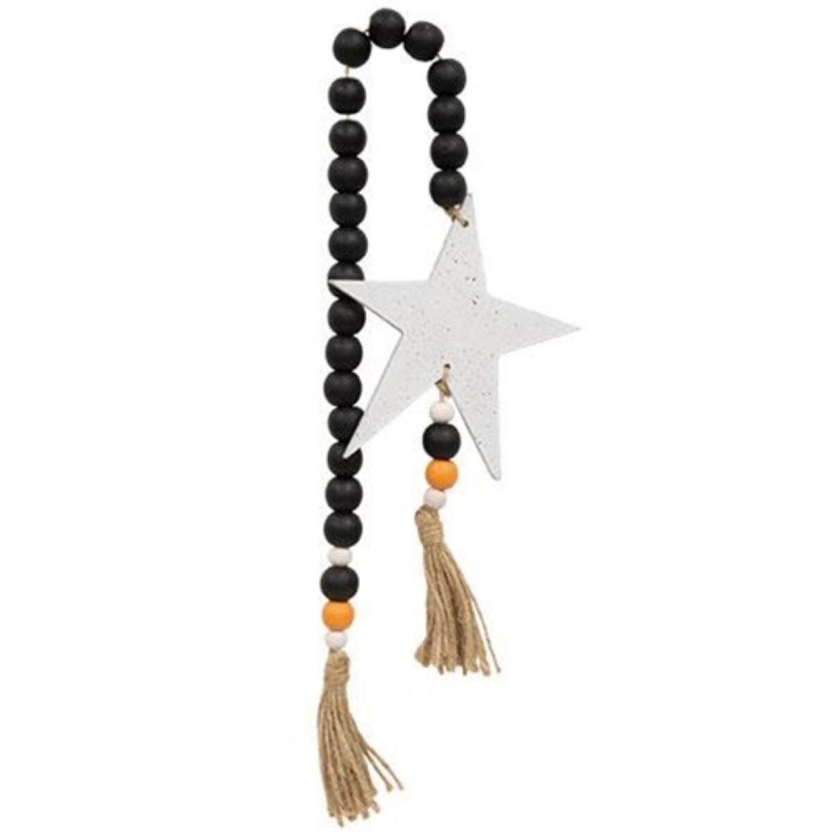 Halloween Garland with Beads and Tassels Black Orange White 28 Inch