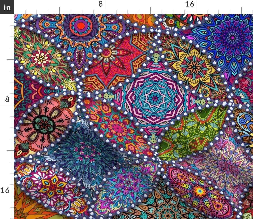 Mandala Retro Purple Paisley Kaleidoscope Hippie Maroon Custom Printed Fabric by Spoonflower Various Fabrics by the Yard or Fat Quarter