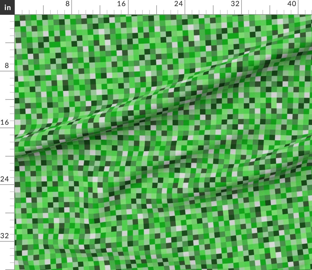Various Fabrics by the Yard or Fat Quarter Green Computer Video Games Gaming Kids Gaming Pixels Squares Custom Printed Fabric by Spoonflower