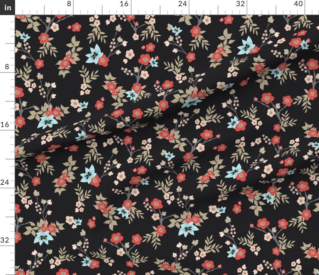 Print Japanese Asian Pattern Floral Custom Printed Fabric by Spoonflower Various Fabrics by the Yard or Fat Quarter