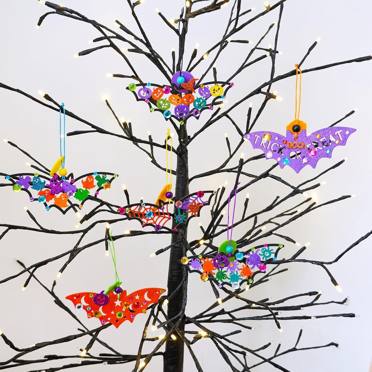 24 Sets Halloween Crafts Fall Crafts DIY Wooden Bat Ornaments Craft Kits