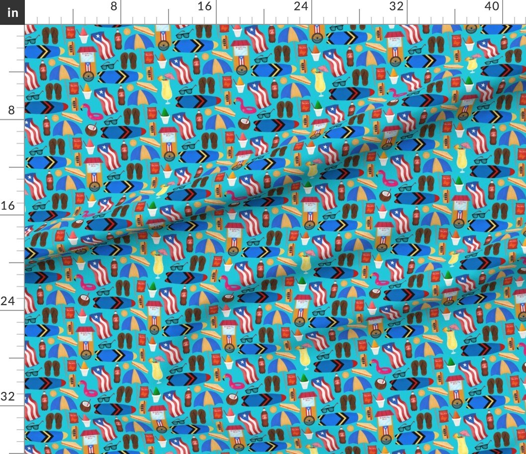 Vamos Summer Beach Surf Board Custom Printed Fabric by Spoonflower Various Fabrics by the Yard or Fat Quarter