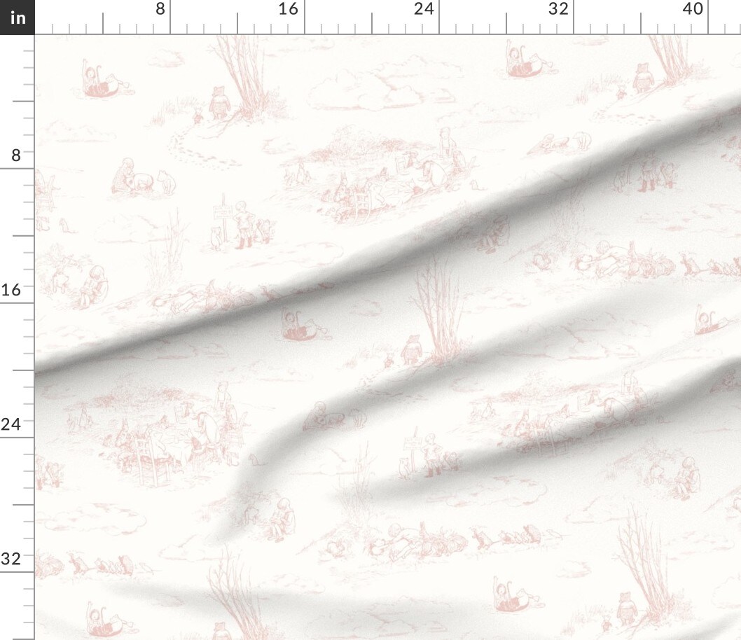 Various Fabrics by the Yard or Fat Quarter Pastel Pink Pooh Winnie The Blush Vintage Storybook Hundred Acre Wood Custom Printed Fabric by Spoonflower