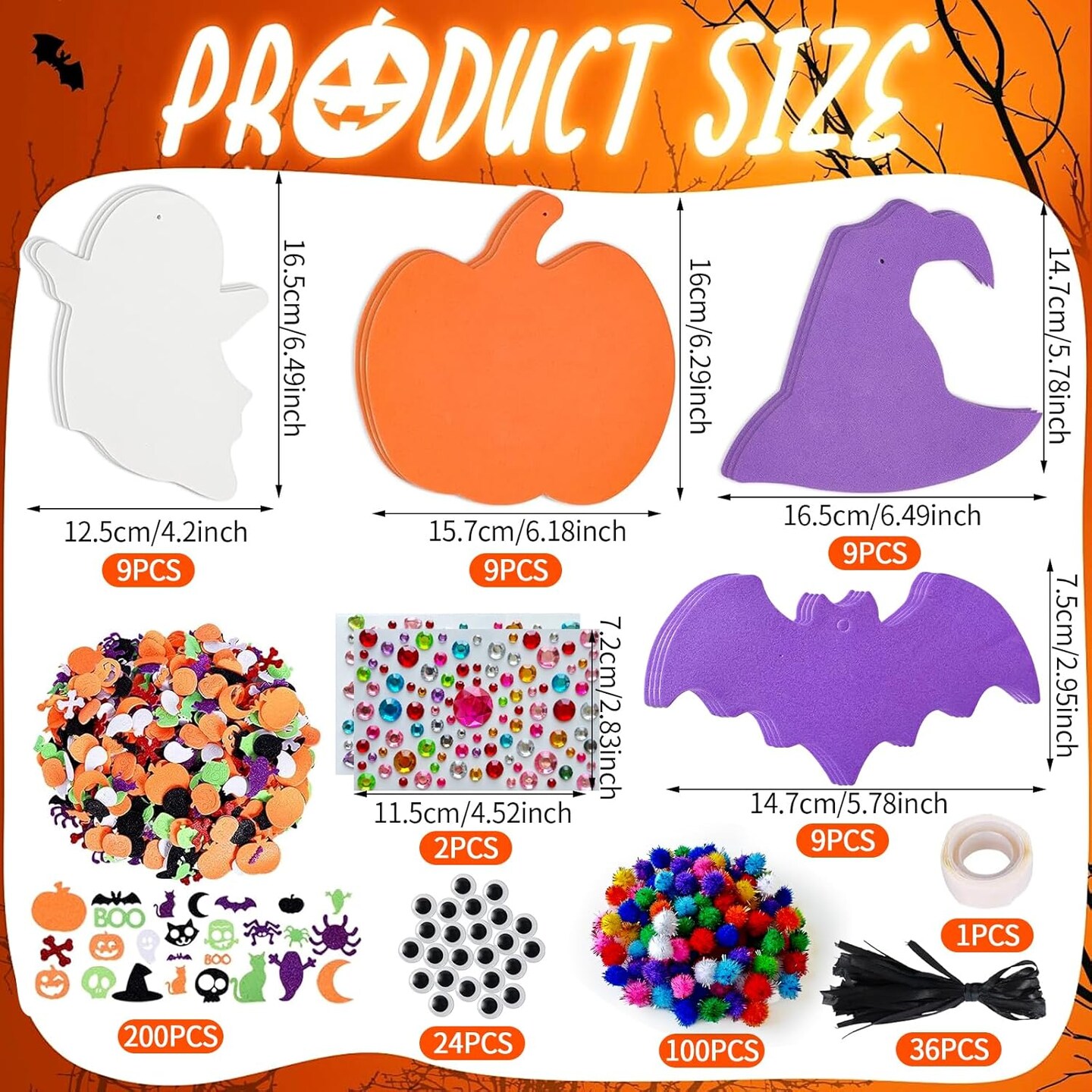 399 Pcs Halloween Foam Craft Kit,36 Sets Halloween Foam Stickers Set,