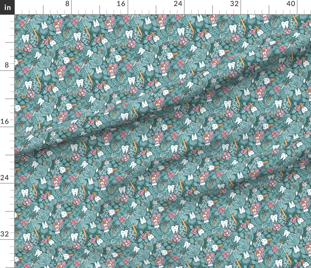 Dentist Teeth Doodles Cute Tooth Scrubs Custom Printed Fabric by Spoonflower Various Fabrics by the Yard or Fat Quarter