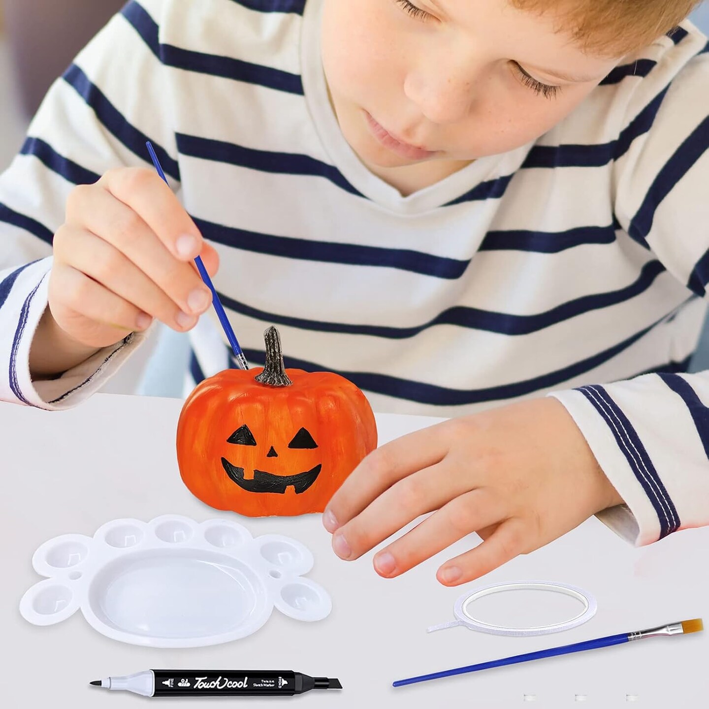 12 Sets DIY Fall Pumpkin Painting Kits Assorted White Foam