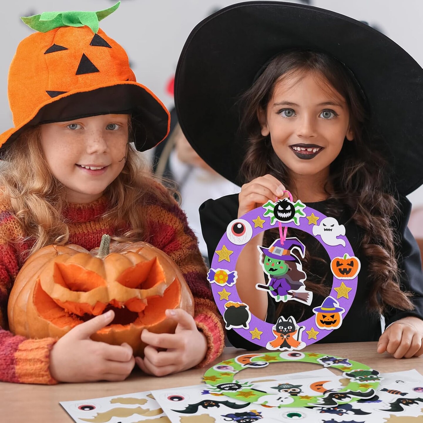 8 Pack Halloween Wreath Craft Kit for Kids Make You Own Halloween