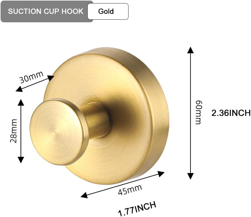 Suction Cup Wreath Hanger&#xFF0C;Suction Cup Hooks Hanging 15 Lbs&#xFF0C;Waterproof Suction Cup Wreath Holder for Windows, Shower, Wreaths&#xFF0C;Smooth Doors (Gold, 2)