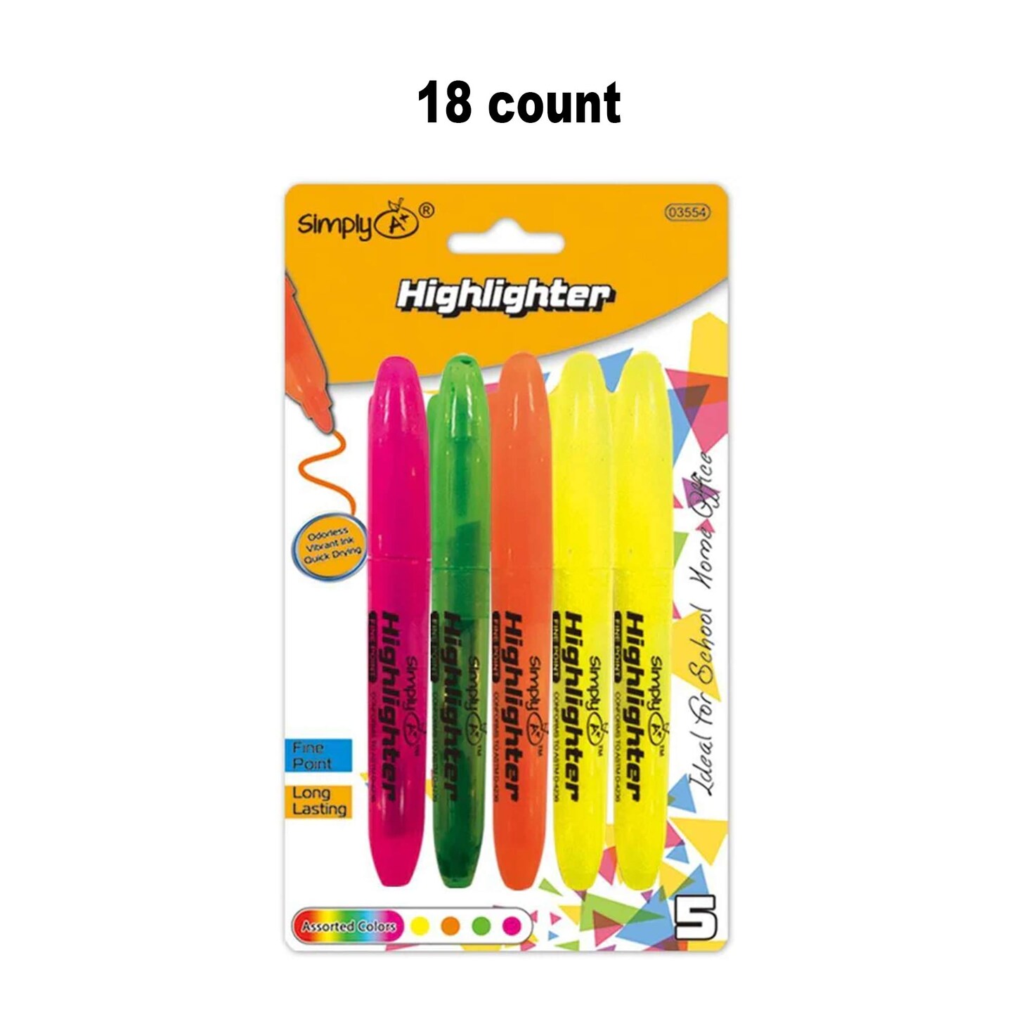 5Ct Highlighter Assorted Colors