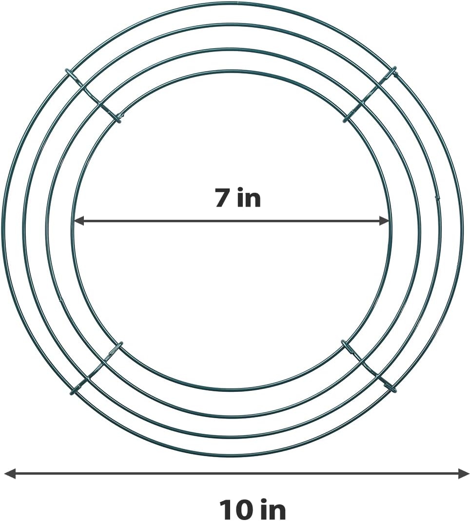8 Pack Wire Wreath Frame 10 Inch Metal Wreath Form Wreath Ring for Crafts DIY Front Door Wreaths Christmas New Year Wreaths Valentines Wedding Garden Home Party Decoration with 38 Yard Paddle Wire