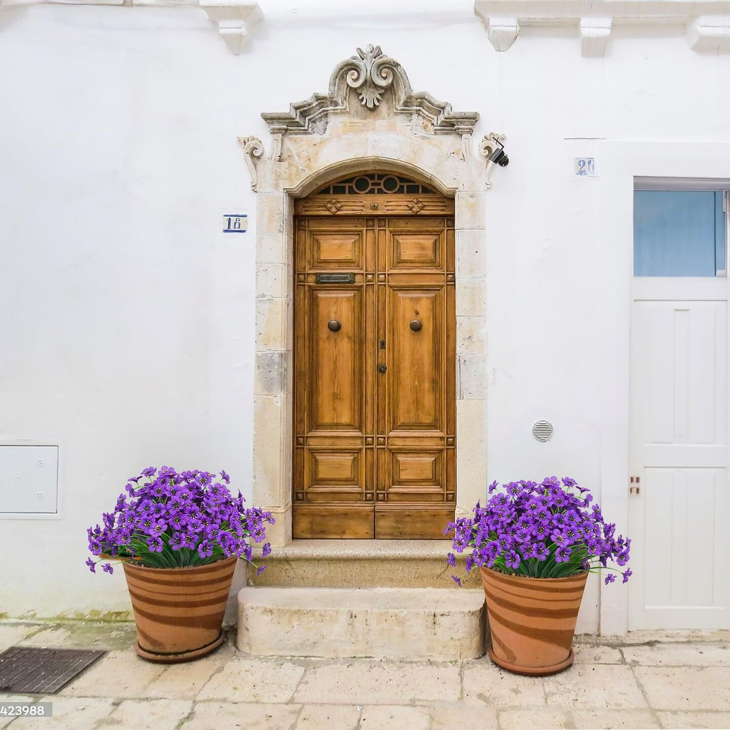 21 Bundles Outdoor Artificial Flowers – UV Resistant Faux Silk Plants for Porch & Garden (Purple)