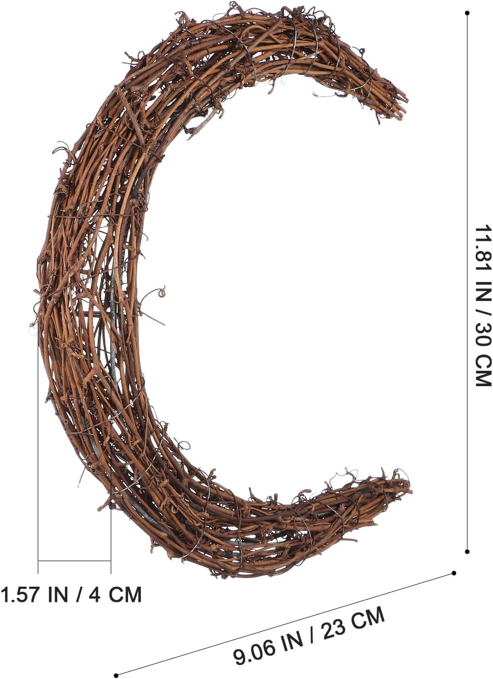 Grapevine Wreath frame - Moon Shaped Rattan Wreath Frame for DIY Crafts Easter Day Home Decor 11.8 Inch