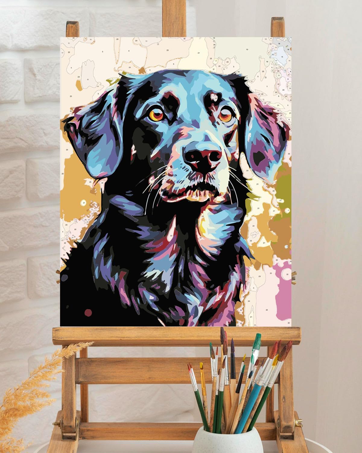 Paint by Numbers Kit for Adults – Black Labrador Canvas, Dog Paint by Numbers, 16x20 inch, Beginner Friendly (No Frame)