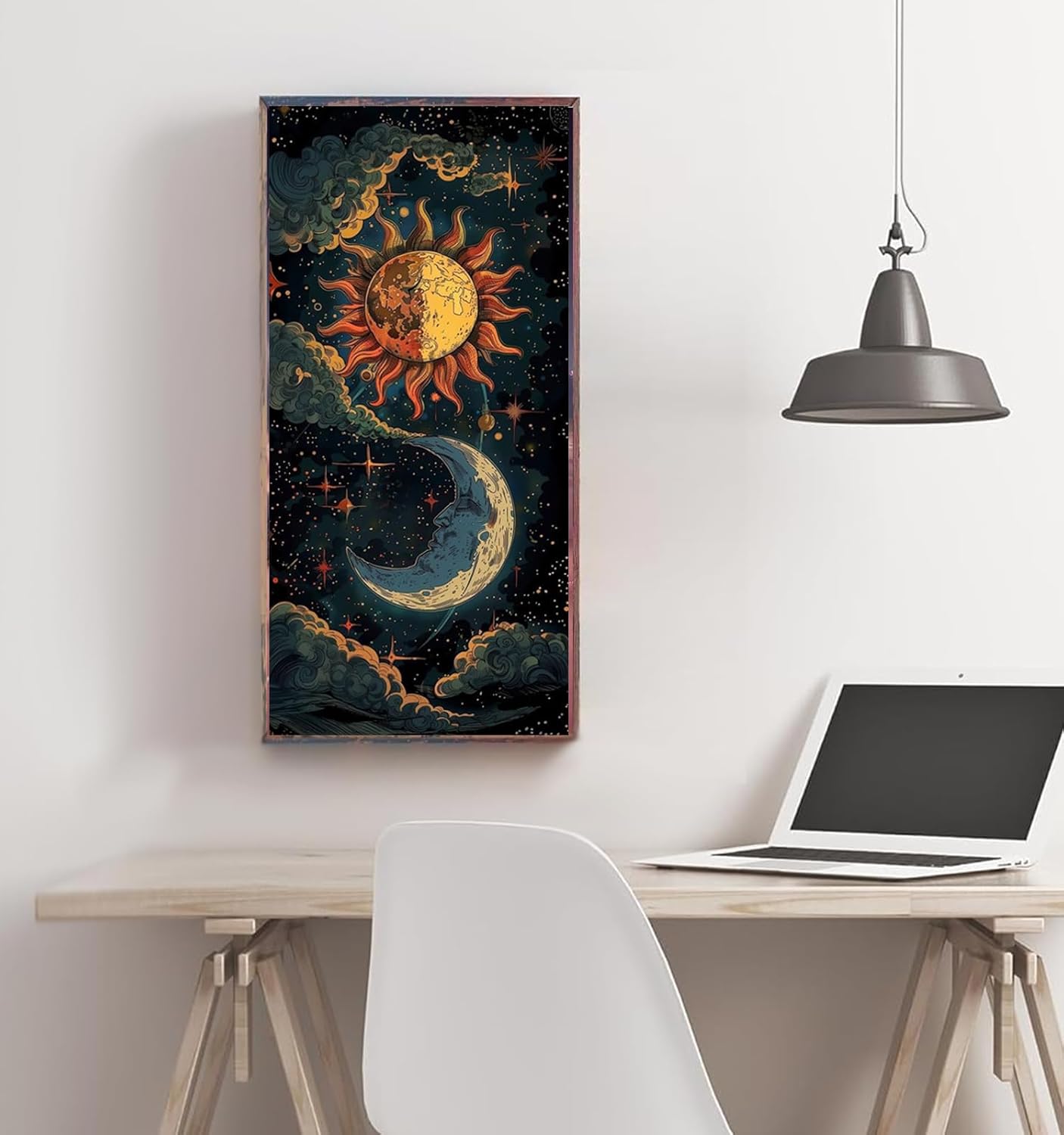5D Diamond Art Painting Moon,Large Diamond Painting Kits for Adults,DIY Full Drill Crystal Rhinestone Arts,Gem Art Painting with Diamond Home Wall Decor(Sun Cloud 27.5 X 15.7inch)