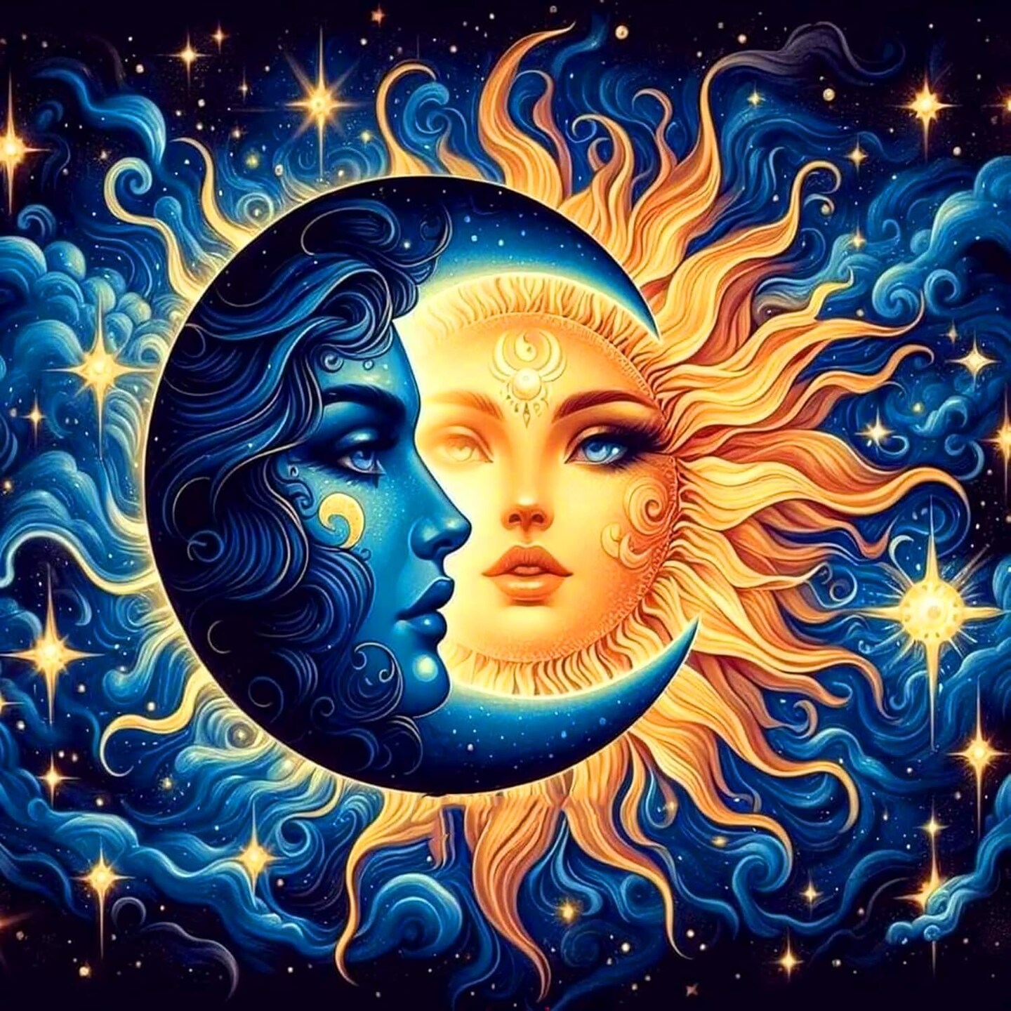 Sun and Moon Paint by Numbers Kit for Adults – Beginner-Friendly 16x16" Canvas, DIY Oil Painting Craft, Home Wall Decor & Gift