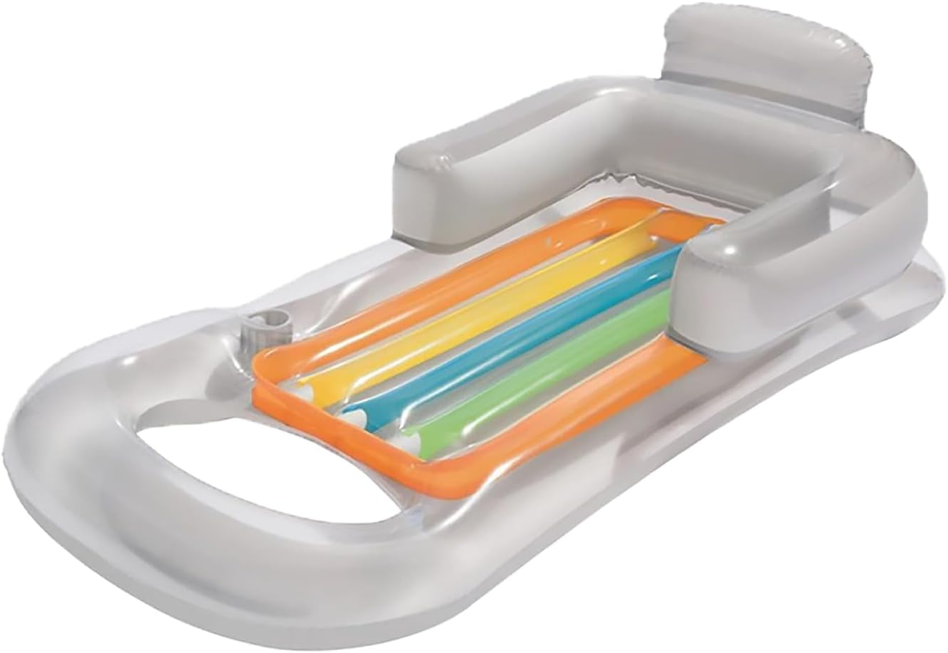 Premium Recliner Pool Lounger Float,Tanning Pool Float with Backrest and Cup Holder,Inflatable Pool Floats Adult with Fast Inflation,Swimming Mattress for Summer,Beach,Swimming Pool
