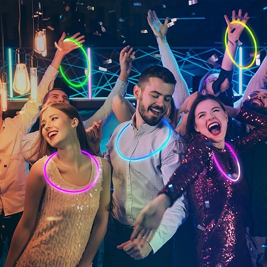 22 Inch Glow Necklaces Sticks Bulk Light up with Connectors Party Neon Glow in the Dark for Carnival Birthday Festivals Raves Wedding Favors